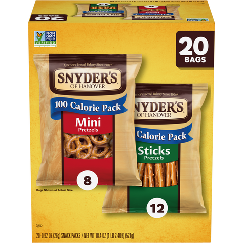 Snyder's of Hanover Mini and Stick Pretzels Variety Pack - 20 Count