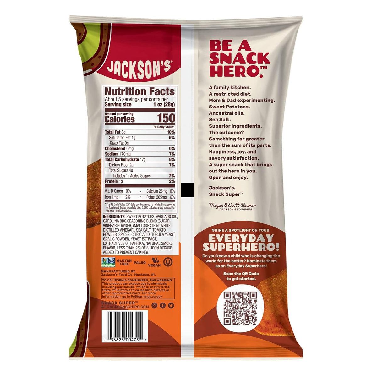 Jackson's Avocado Oil Carolina BBQ Potato Chips – Healthy Snack Solutions